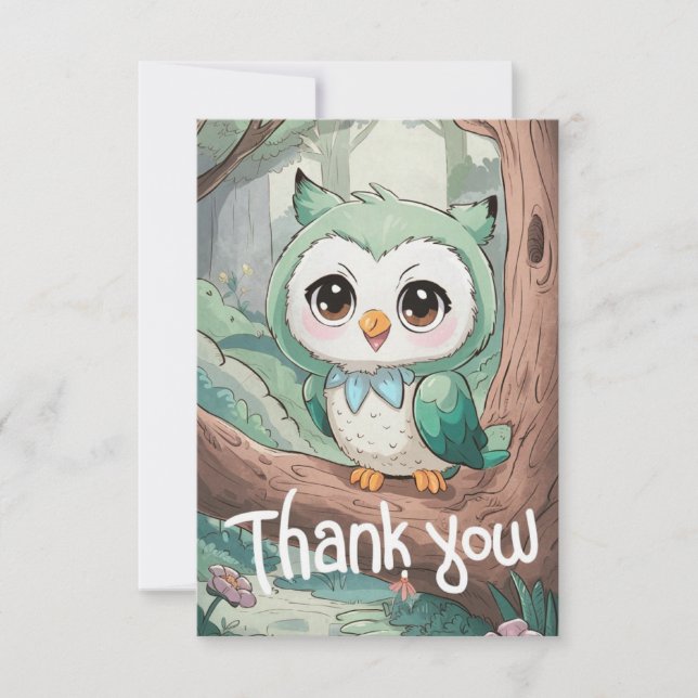 Little Enchanted Owl Thank You Card (Front)