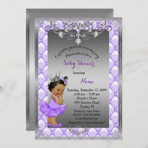Little etnic Princess Baby Shower Invitesilver Invitation