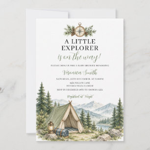 Little Explorer Adventure Camping Boy Baby Shower Invitation