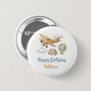 Little Explorer Airplane Birthday Button