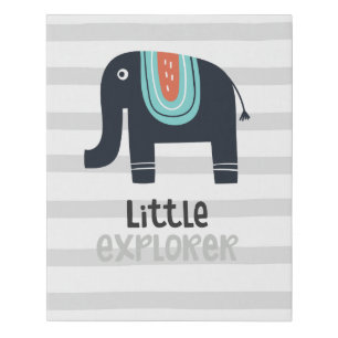 Little Explorer Cute Nordic Elephant Faux Canvas Print