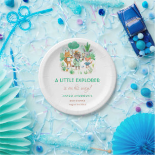 Little Explorer Forest Detective Boy Baby Shower Paper Plates
