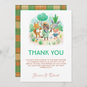 Little Explorer Forest Detective Boy Baby Shower Thank You Card