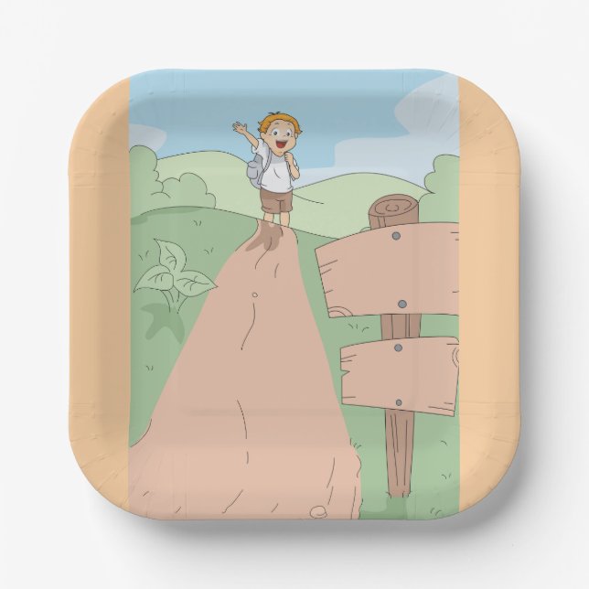 Little Explorer Hiking Adventure Paper Plates (Front)