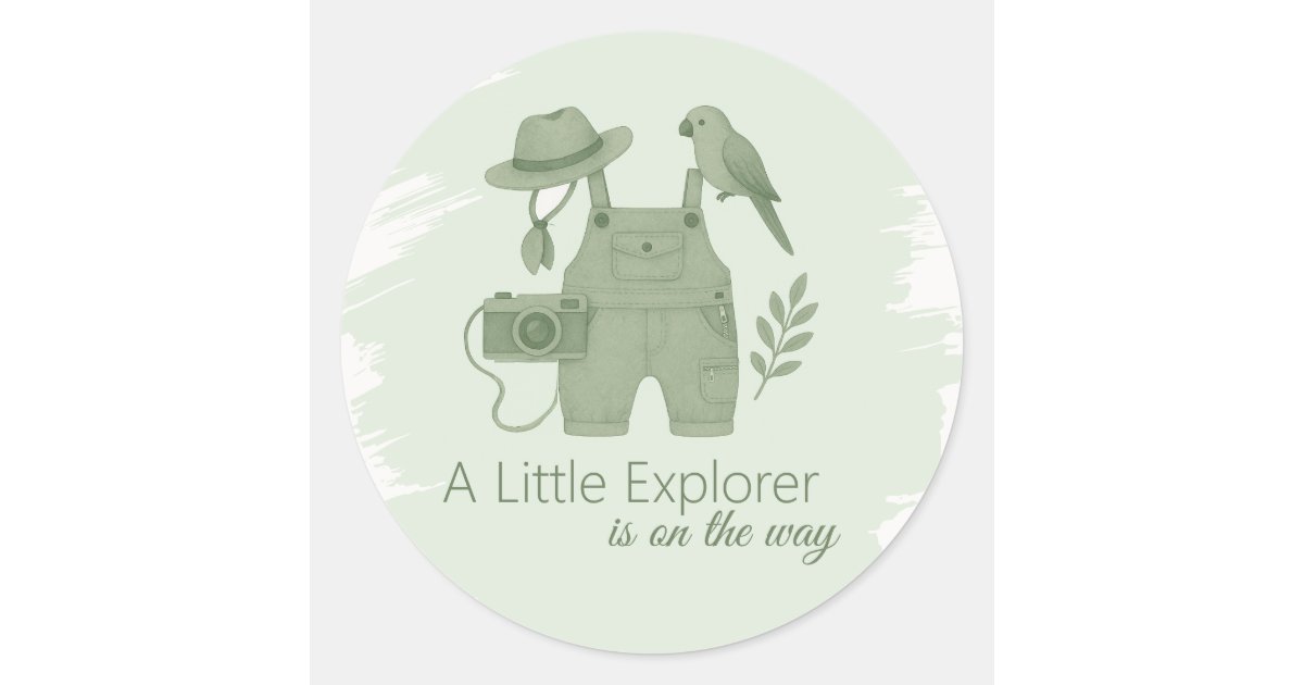 Little Explorer Is On The Way Baby Shower Classic Round Sticker | Zazzle