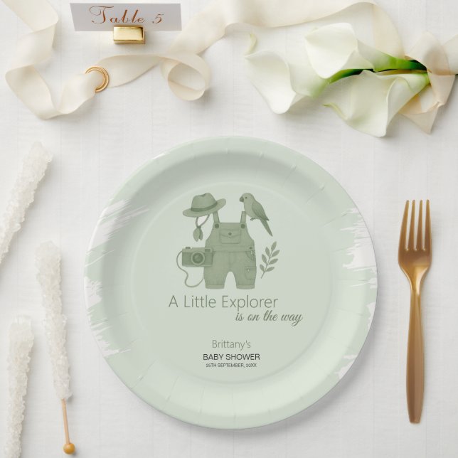 Little Explorer Is On The Way Baby Shower Paper Plates (Wedding)