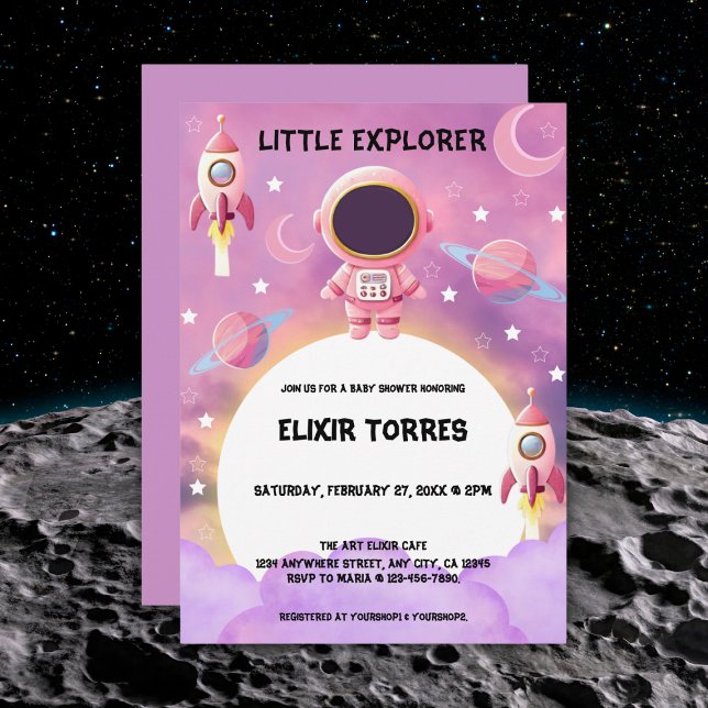 Little Explorer Modern Purple Baby Shower  Invitation (Creator Uploaded)
