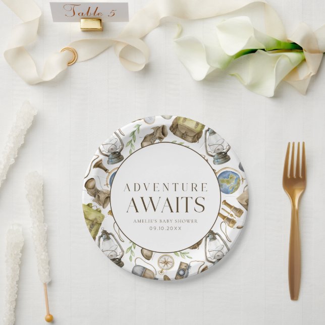 Little Explorer Neutral Customizable Paper Plates (Wedding)