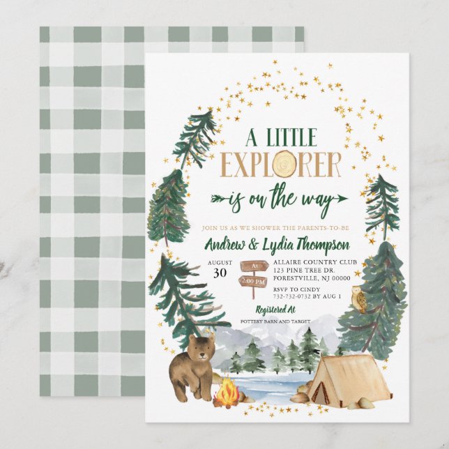 Little Explorer on the way Baby Shower Invitation (Front/Back)