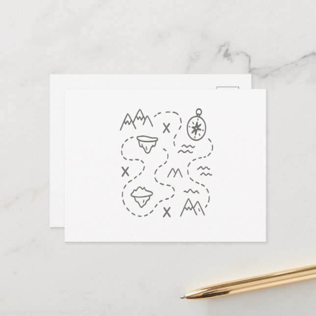 Little Explorer’s Treasure Map Postcard (Front/Back In Situ)