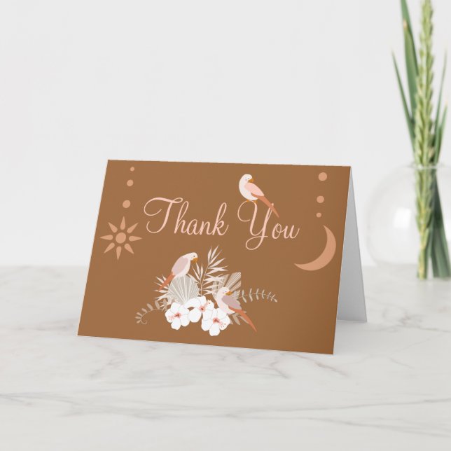 Little Explorer Safari Adventure Boho Letterpress Thank You Card (Front)