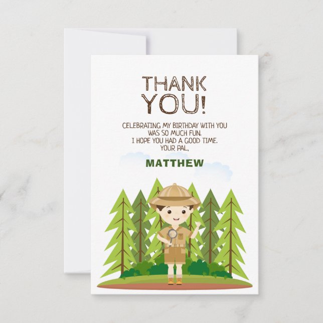 Little Explorer Thank You Invitation (Front)