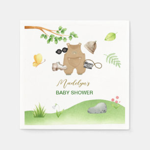 Little Explorer Woodland Forest Hiking Baby Shower Napkins