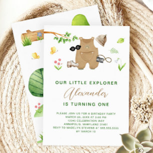 Little Explorer Woodland Forest Hiking Birthday Invitation
