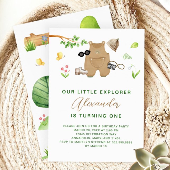 Little Explorer Woodland Forest Hiking Birthday Invitation (Creator Uploaded)