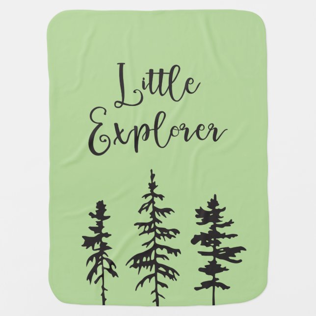 Little Explorer, Woodland Trees Baby Blanket (Front)