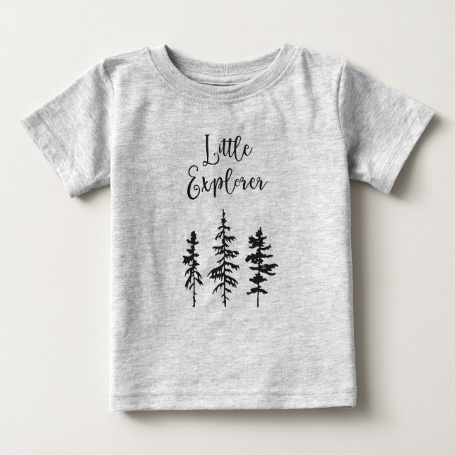 Little Explorer, Woodland Trees Baby Shirt (Front)