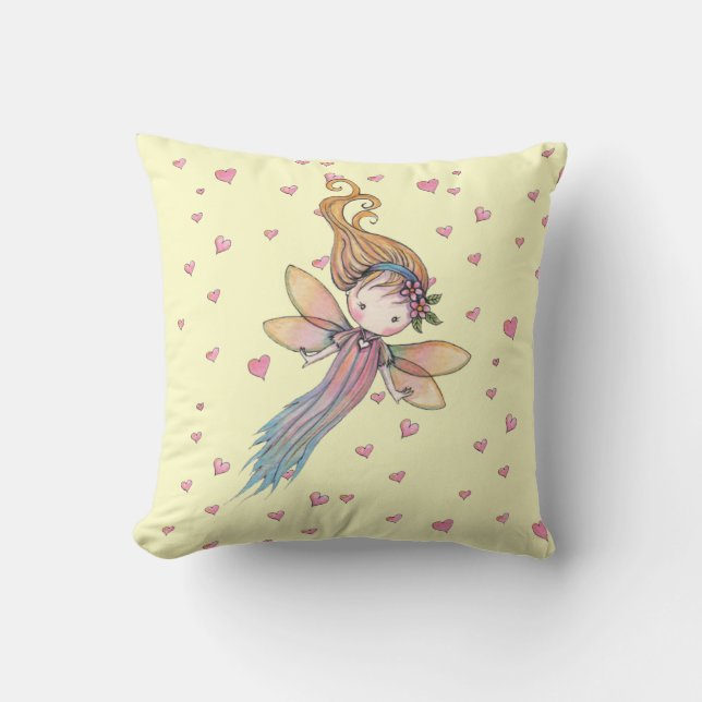 Little Fairy and Hearts  Pillow for Girls (Front)