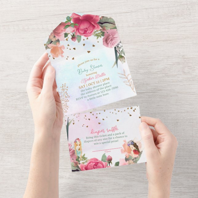 Little Fairy Baby Girl Shower All In One Invitation (Tearaway)