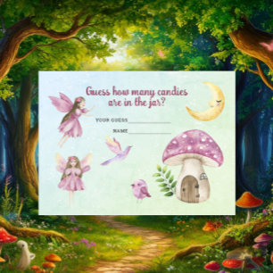 Little fairy Baby shower How many candies? Enclosure Card