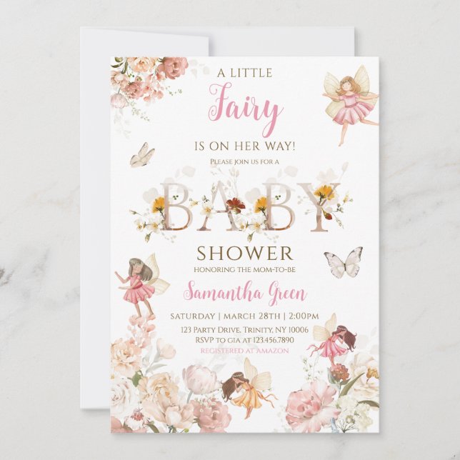 Little Fairy Baby Shower Invitation (Front)