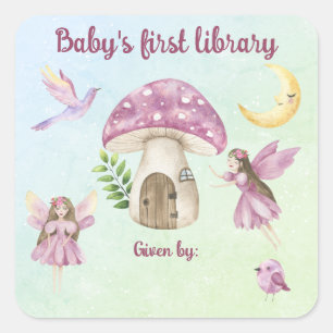 Little Fairy Baby's first library Square Sticker