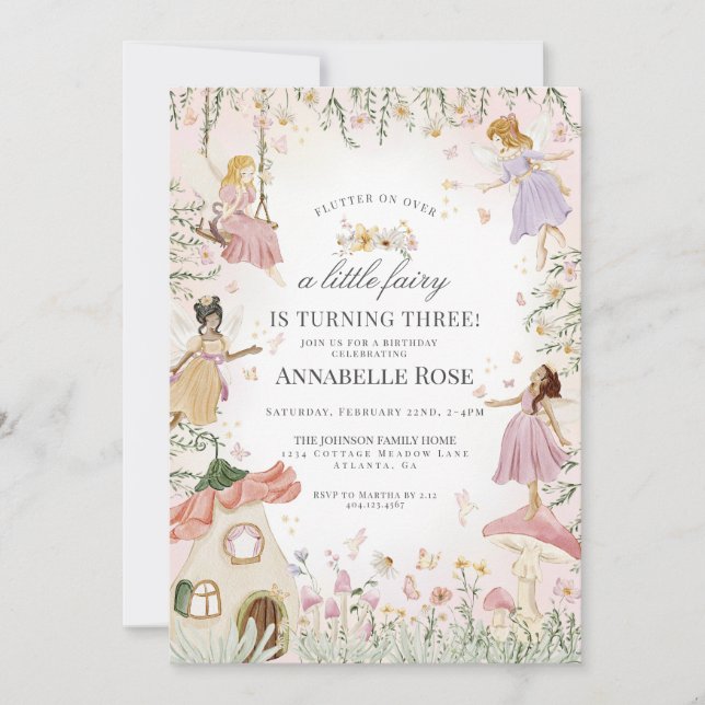 Little Fairy Birthday Enchanted Garden Invitation (Front)
