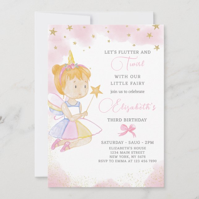 Little Fairy Birthday Invitation (Front)