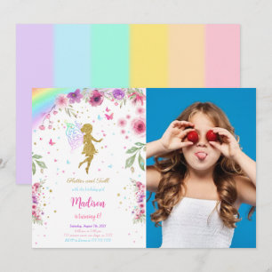Little Fairy Birthday Party Invitation With Photo