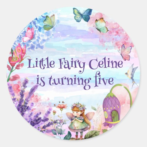 Little fairy birthday Round Sticker