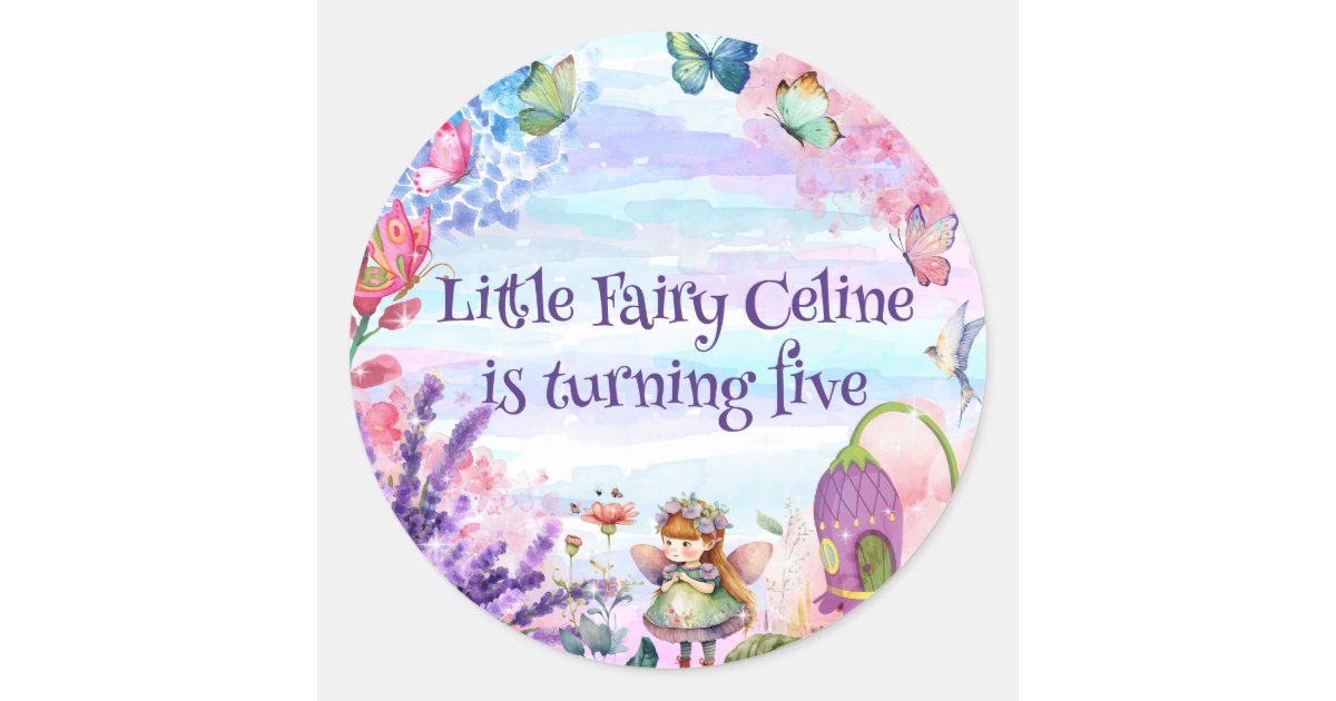 Little fairy birthday Round Sticker | Zazzle