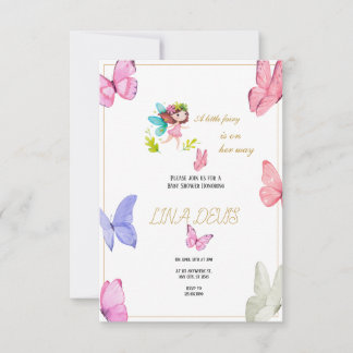 Little Fairy Butterfly baby Shower invatation RSVP Card