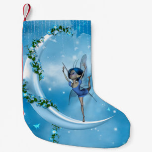 Little fairy dancing on the moon small christmas stocking