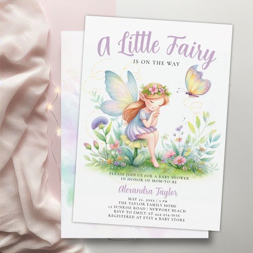 Little Fairy Enchanted Butterfly Baby Girl Shower Invitation
