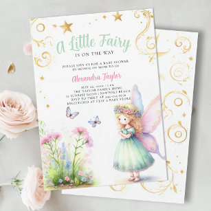 Little Fairy Enchanted Garden Baby Girl Shower Invitation