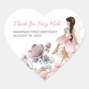 Little Fairy Enchanted Garden Birthday Favor Heart Sticker