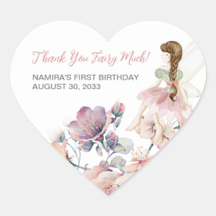 Little Fairy Enchanted Garden Birthday Favor Heart Sticker