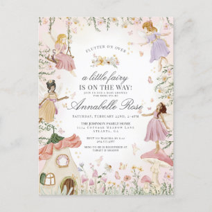 Little Fairy enchanted garden girl baby shower Postcard