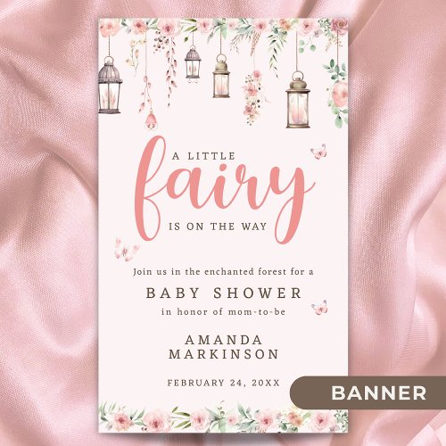 Little Fairy Enchanted Pink Baby Shower Banner