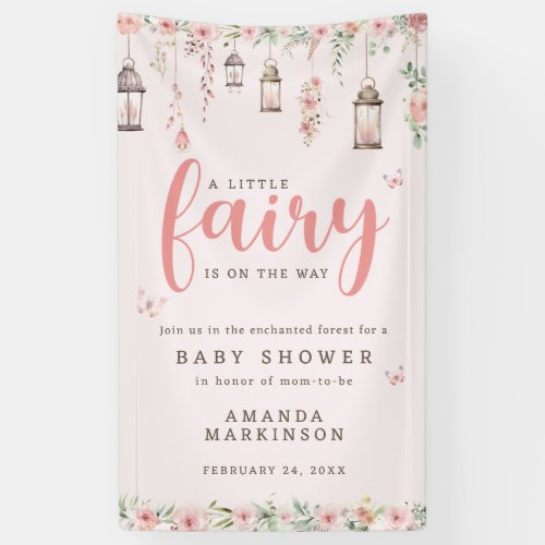 Little Fairy Enchanted Pink Baby Shower Banner