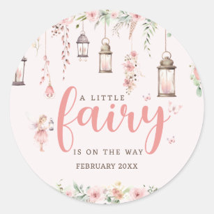 Little Fairy Enchanted Pink Baby Shower Classic Round Sticker