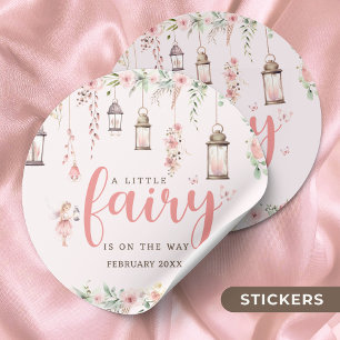 Little Fairy Enchanted Pink Baby Shower Classic Round Sticker