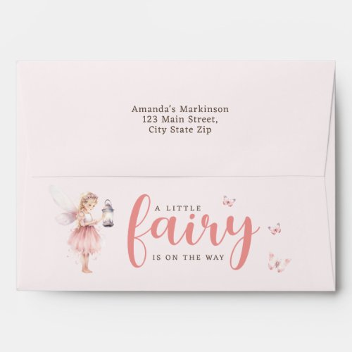 Little Fairy Enchanted Pink Baby Shower Envelope