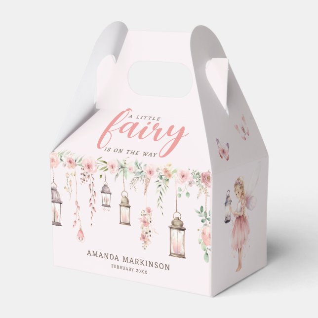 Little Fairy Enchanted Pink Baby Shower Favor Boxes (Front Side)