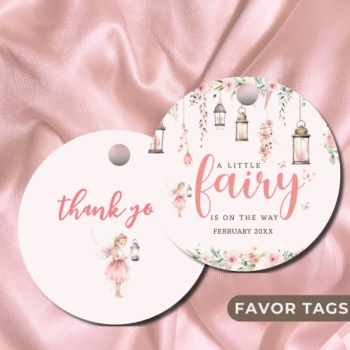 Little Fairy Enchanted Pink Baby Shower Favor Tags