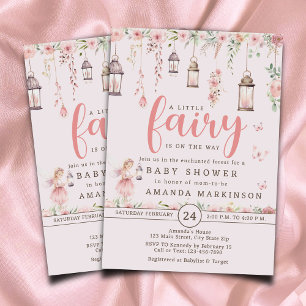 Little Fairy Enchanted Pink Baby Shower Invitation