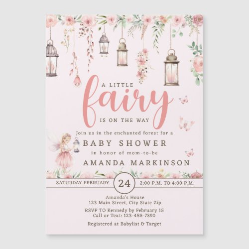 Little Fairy Enchanted Pink Baby Shower Invitation