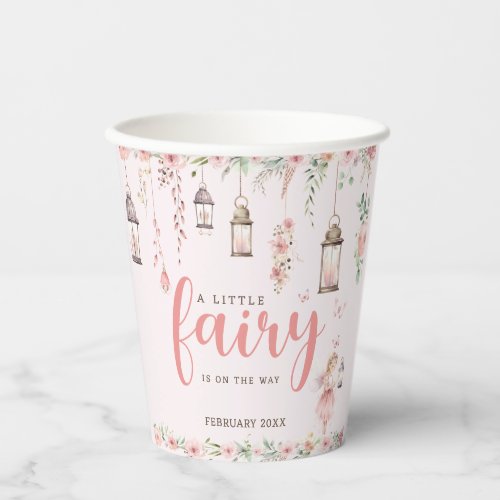 Little Fairy Enchanted Pink Baby Shower Paper Cups