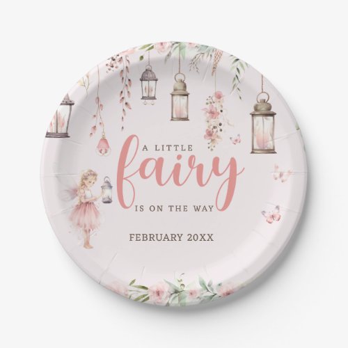 Little Fairy Enchanted Pink Baby Shower Paper Plates