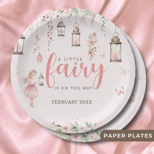 Little Fairy Enchanted Pink Baby Shower Paper Plates